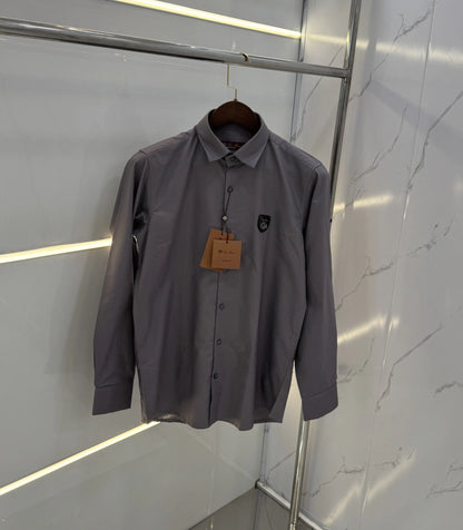 Loro Piana Grey Embroidery Logo Work Premium Shirt