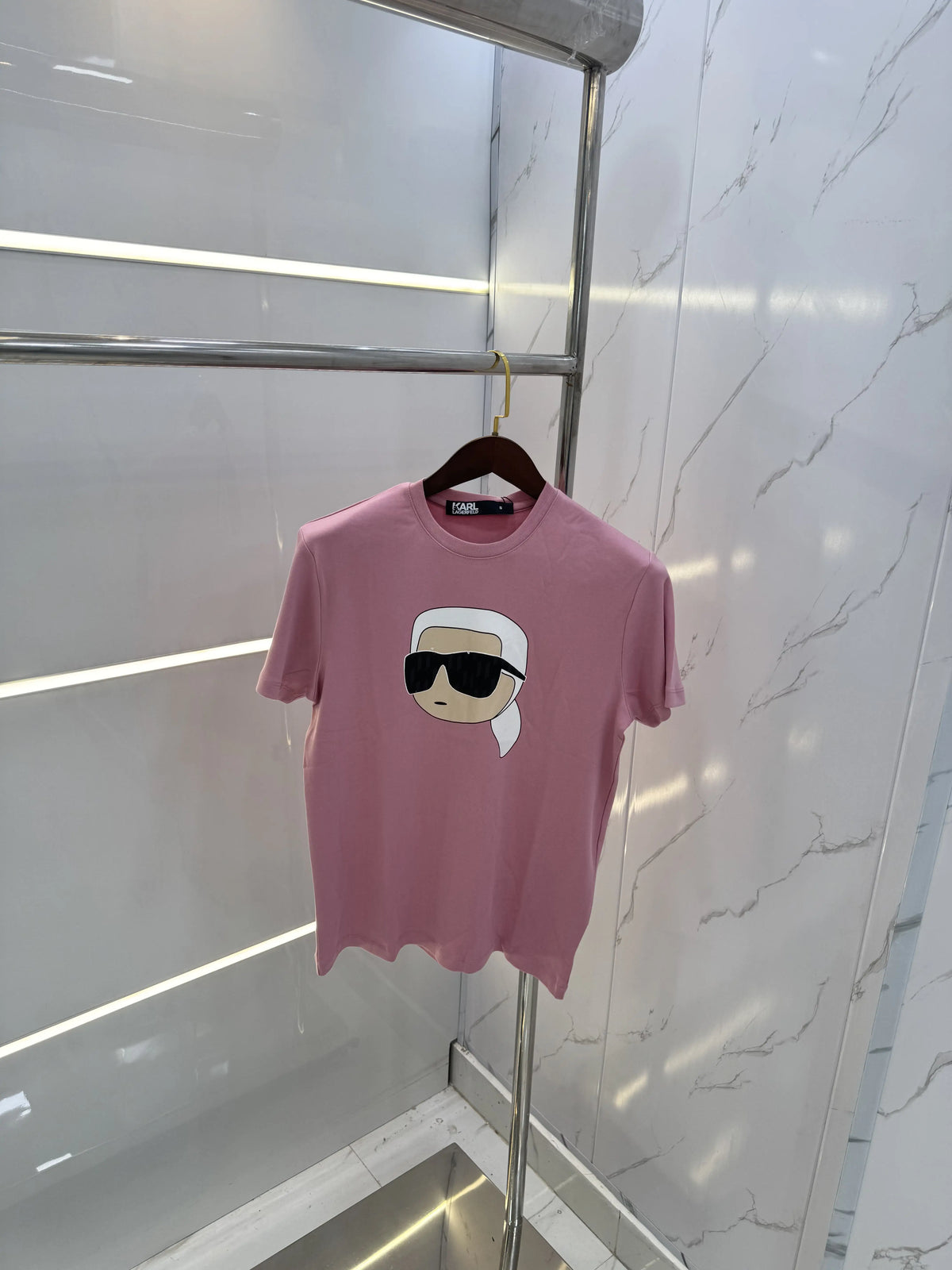 Karl Lagerfeld Pink Logo Work Premium T-Shirt