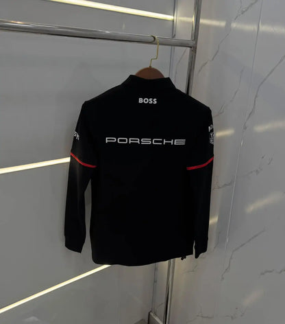 Hugo Boss Porsche Black Logo Work Premium Full Sleeve Polo T-Shirt