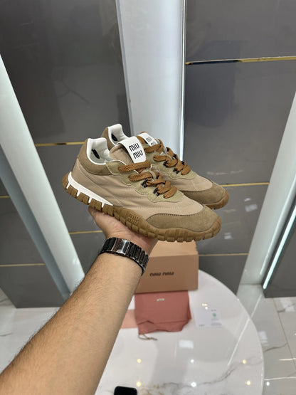 Miu_Miu_Tyre Beige & Brown Sneakers