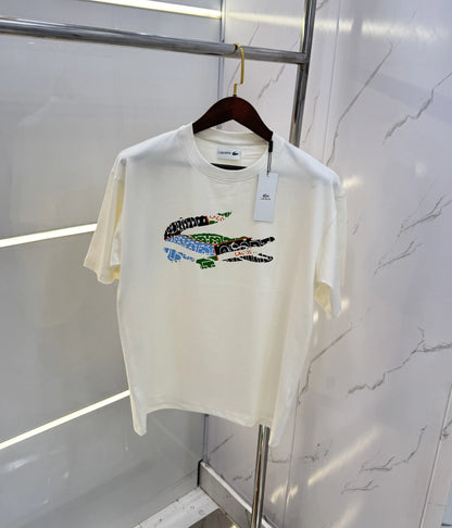Lacost e White Printed Imported Oversized T-Shirt