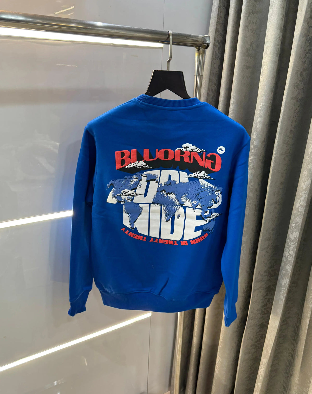 Bluoran g Blue Logo Back Print Premium Sweatshirt
