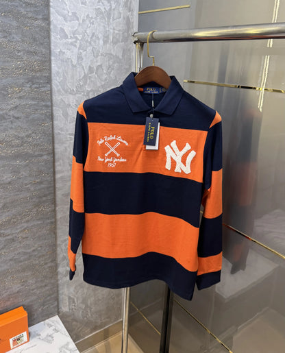 Ralph  Lauren Orange Logo Work Premium Full Sleeve Polo T-Shirt