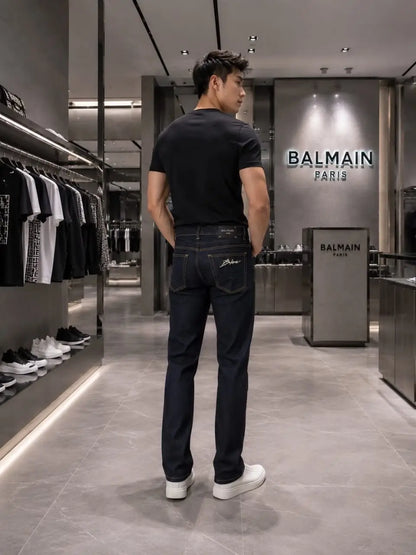 Balmai n Paris Dark Blue Imported Hyperflex Denim