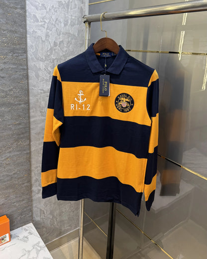 Ralph  Lauren Yellow Logo Work Premium Full Sleeve Polo T-Shirt
