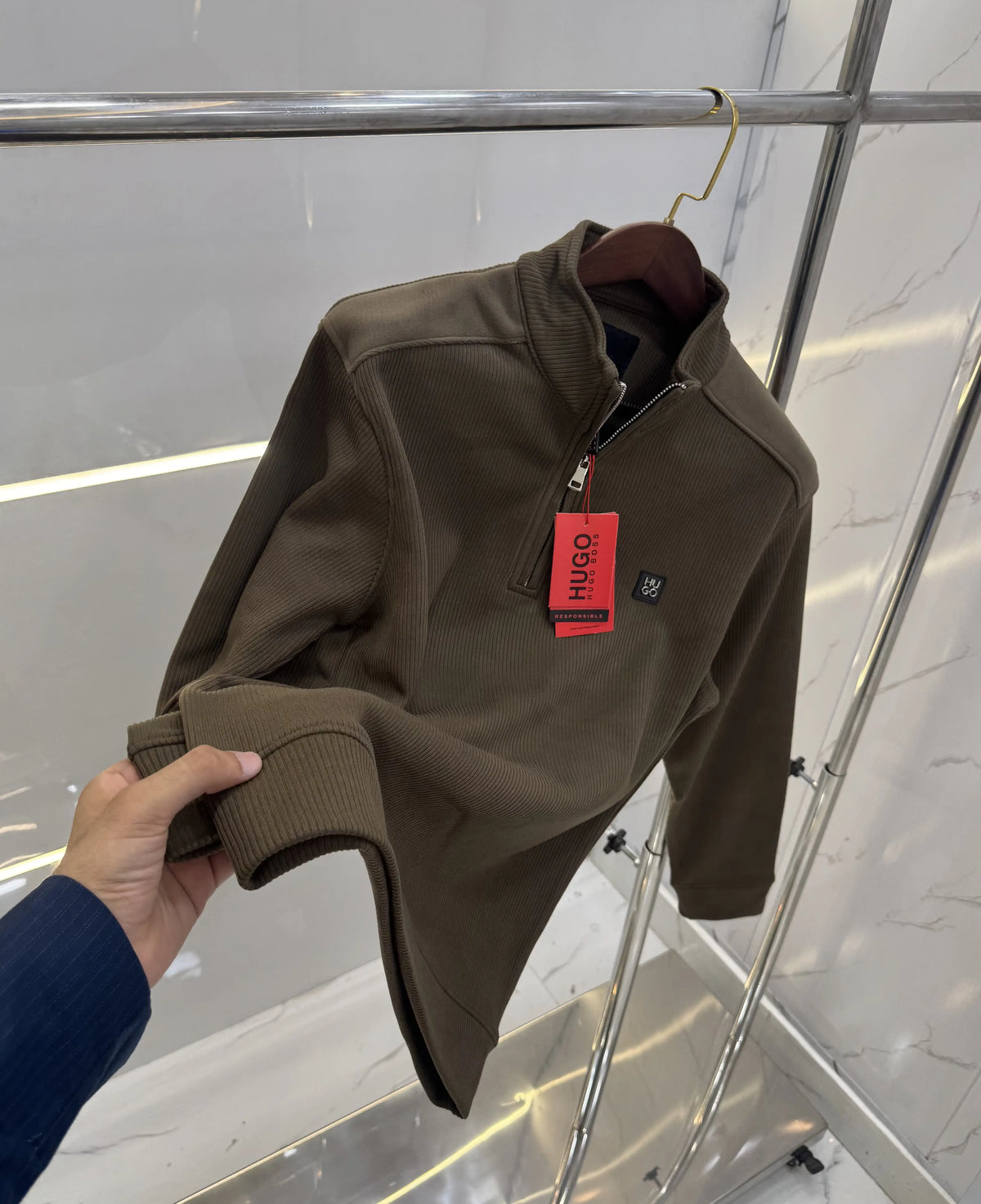 Hugo  Boss Brown Imported Cord Pull Over
