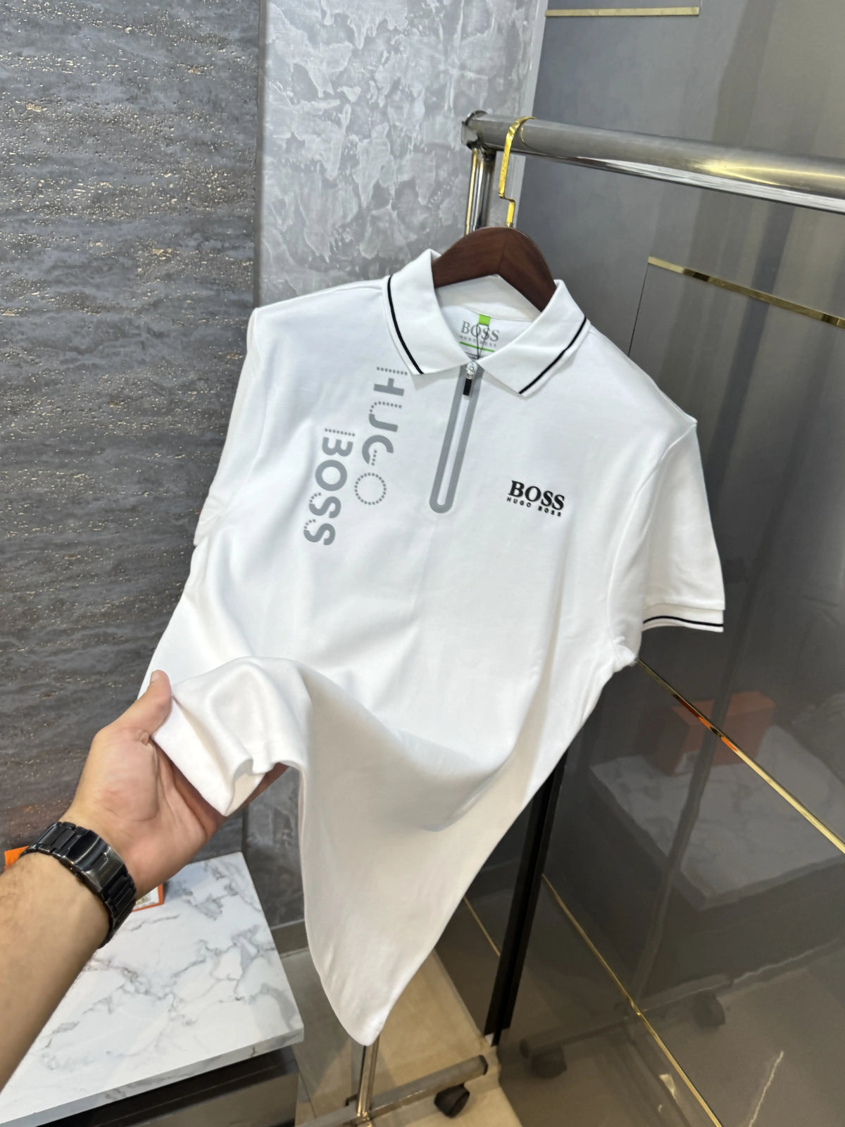 Hugo Bos s White Logo Work Premium Polo T-shirt
