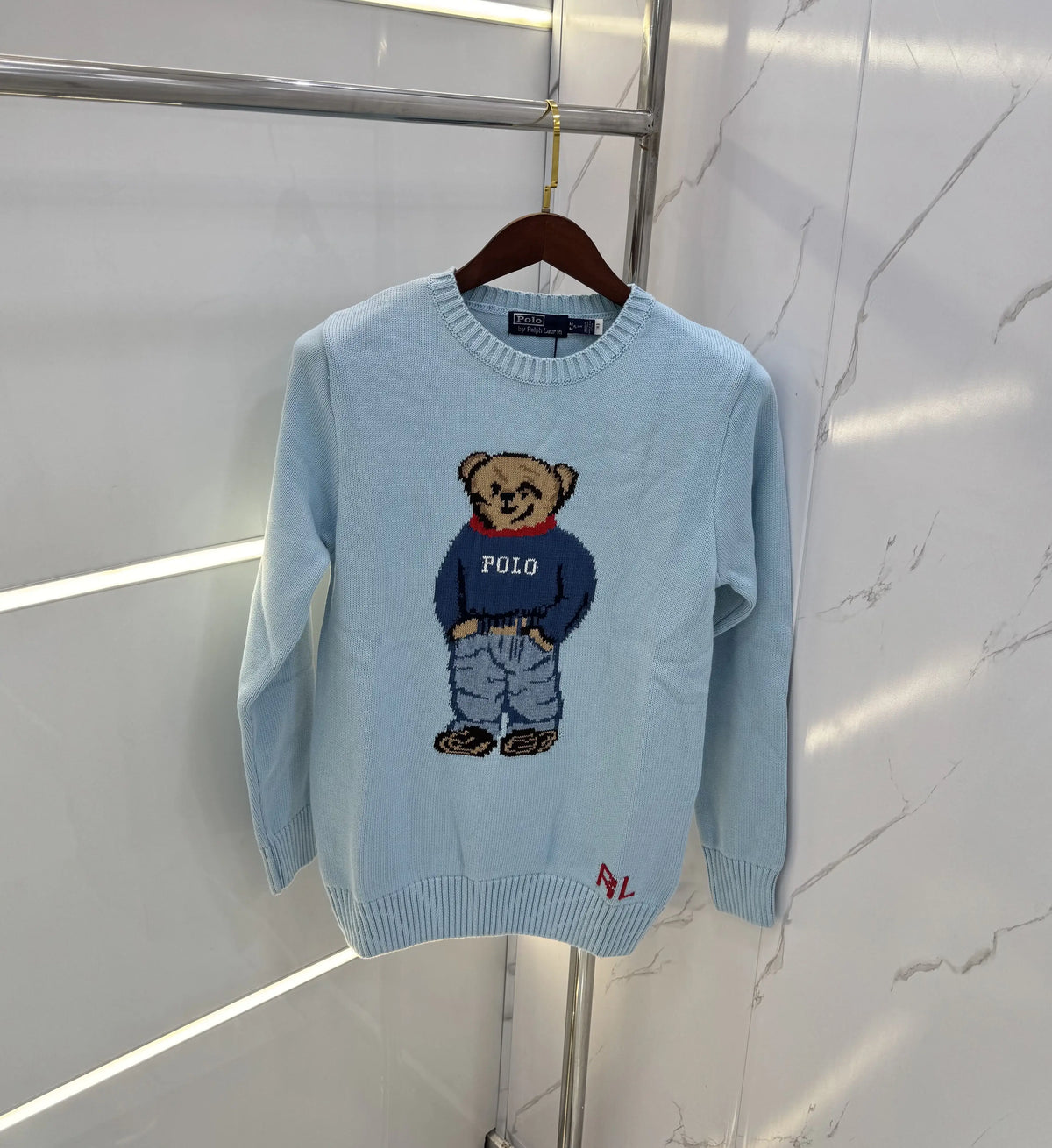 Ralph Lauren Sky Blue Teddy Knitted Imported Pull Over