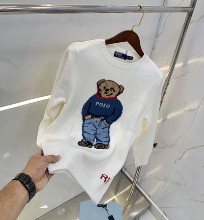 Ralph Lauren White Teddy Knitted Imported Pull Over