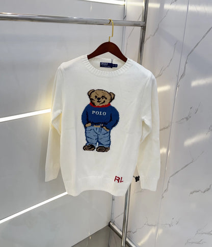 Ralph Lauren White Teddy Knitted Imported Pull Over