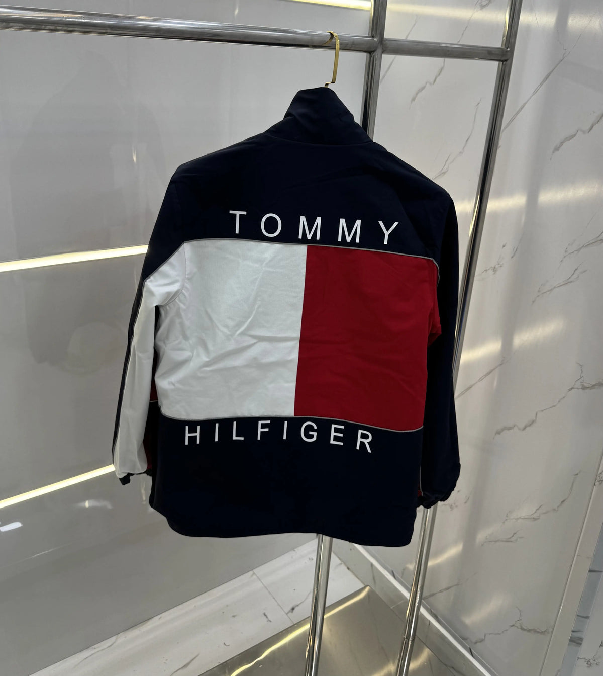 Tomm y Hilfige r Green & Blue Reversible Imported WindBreaker Jacket