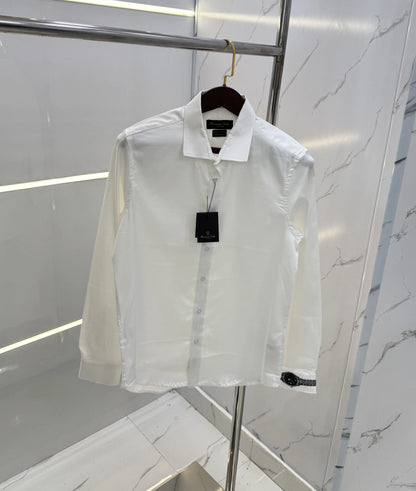 Massimo Dutti White Watch Logo Imported Shirt