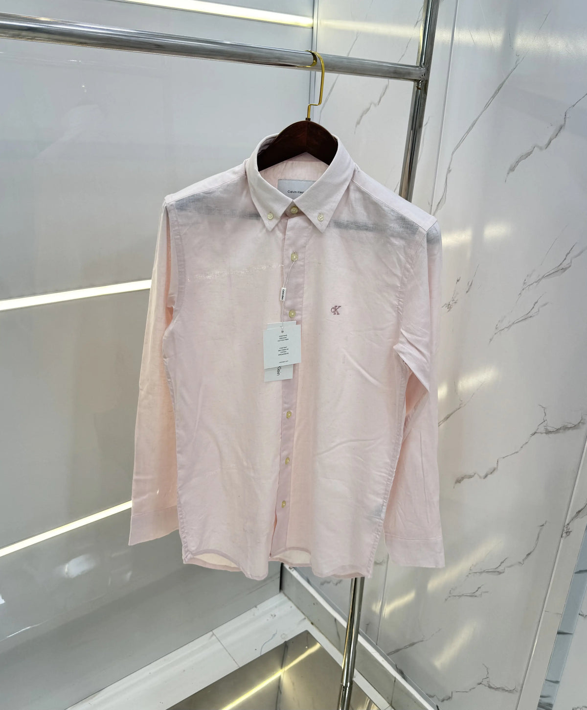 Calvin  Klein Pink Embroidery Logo Work Premium Shirt