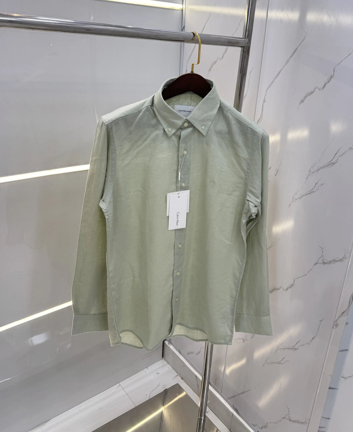 Calvin  Klein Green Embroidery Logo Work Premium Shirt