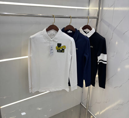 Lacost e Black Logo Work Premium Full Sleeve Polo T-Shirt