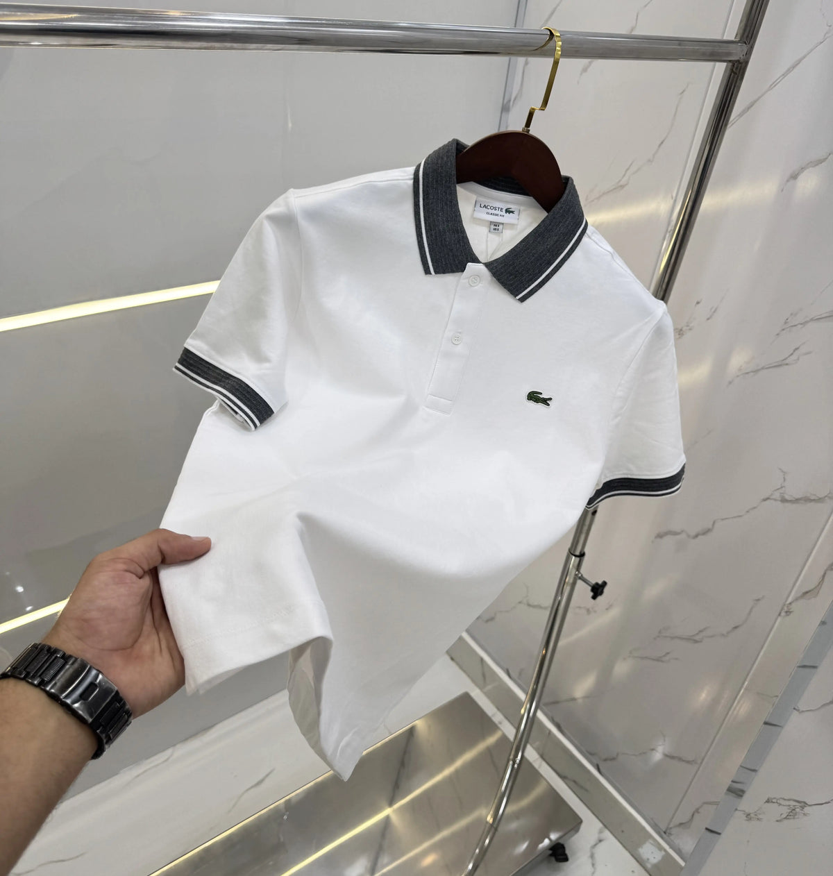 Lacost e White Logo Work Premium Polo T-Shirt