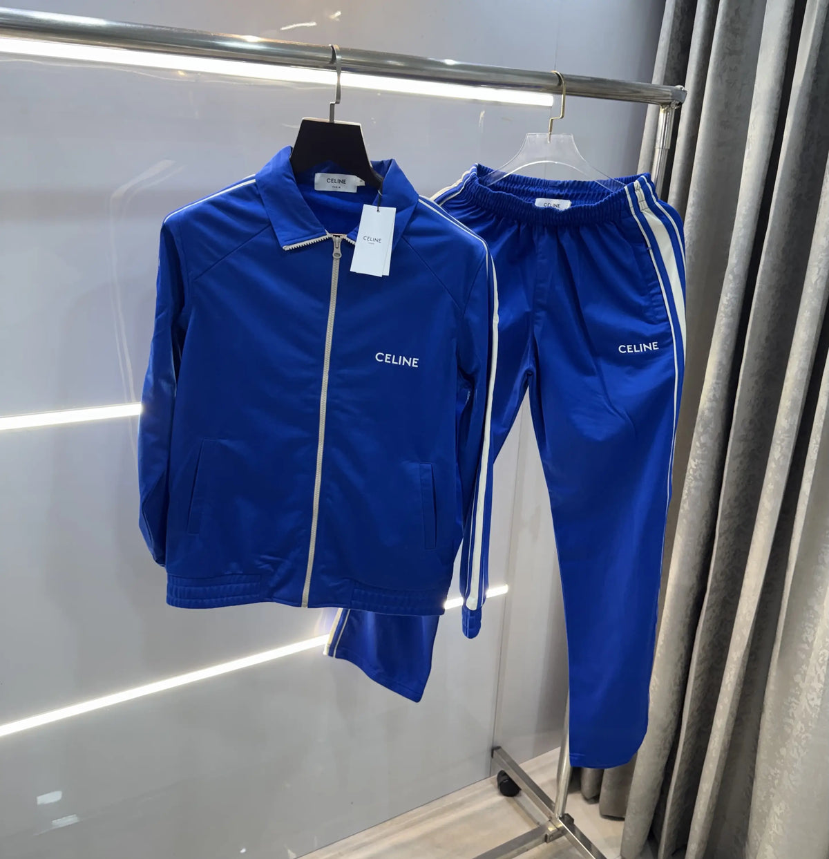 Celin e Blue Embroidery Logo Imported Tracksuit