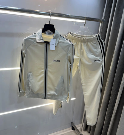 Celin e Cream Embroidery Logo Imported Tracksuit