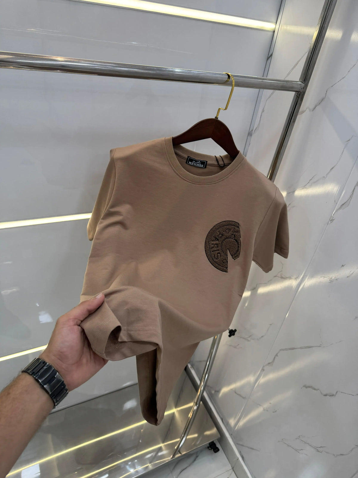 Herme s Brown Logo Work Premium T-Shirt
