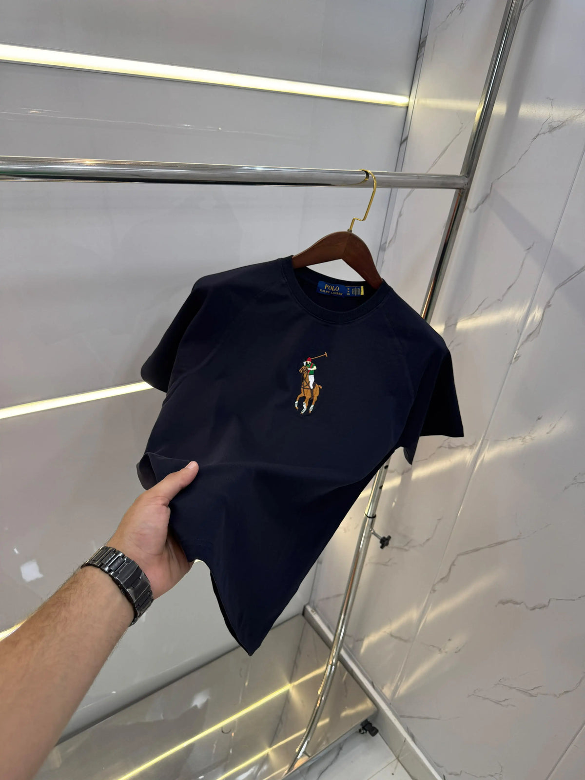Ralp h Lauren Navy Blue Embroidery Logo premium Polo T-shirt