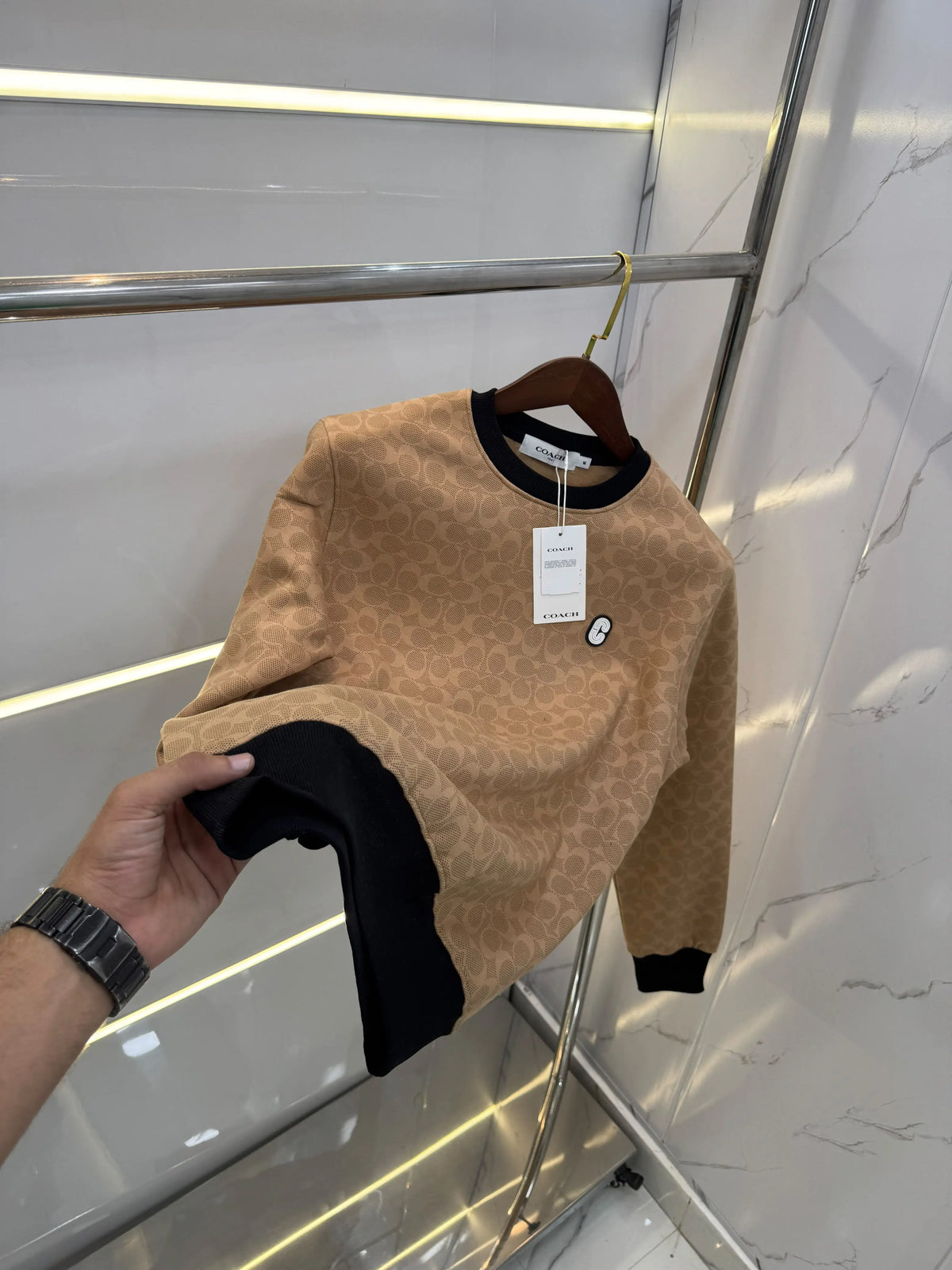 Coac h Beige Imported Knitted Premium Pull Over
