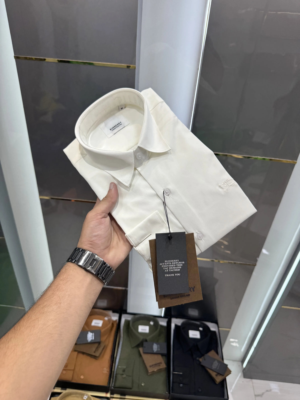 Burberr y  White   Premium Shirt With Original Box