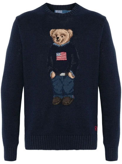 Ralp.h Laure.n Navy Blue Usa Teddy Edition Knitted Imported Pull Over