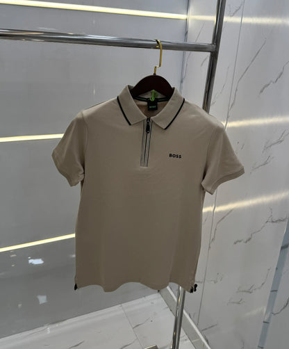 Hugo Bos s Beige Logo Work Premium Polo T-shirt