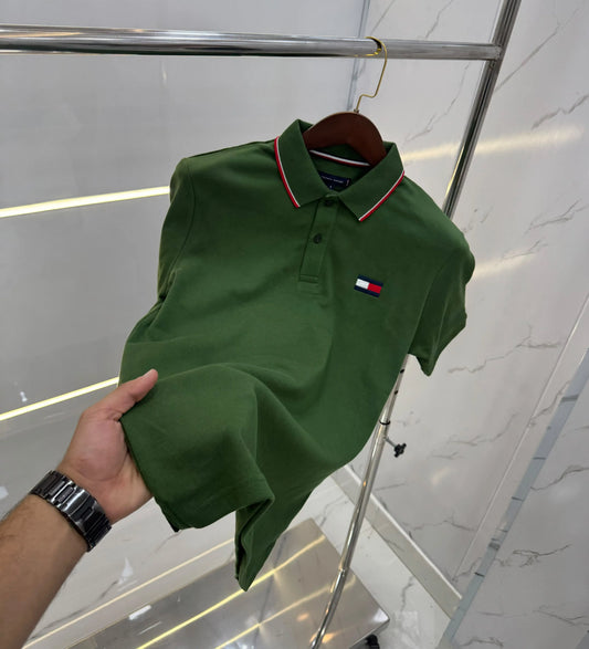 Tomm y Hilfiger Green  Premium Polo T-shirt
