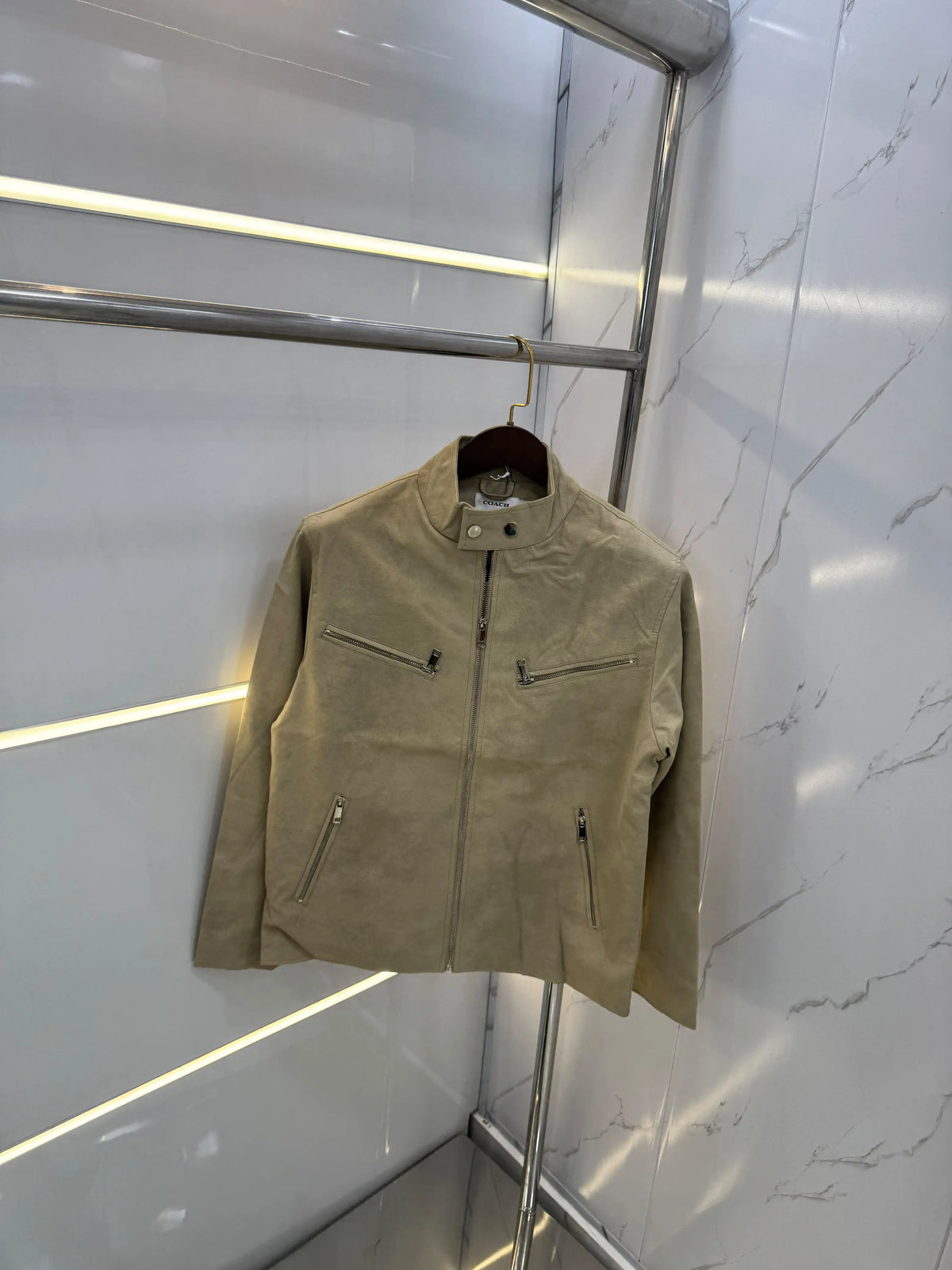 Coach  Beige  Premium Leather Jacket
