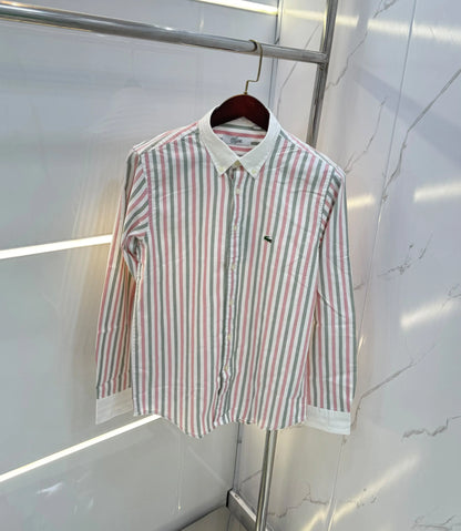 Lacost e Red strips Embroidery Logo Premium Oxford Shirt