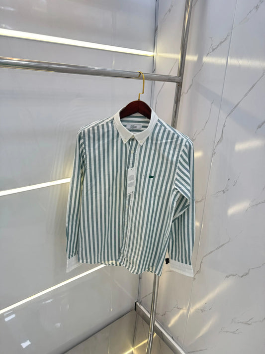 Lacost e Green strips Embroidery Logo Premium Oxford Shirt
