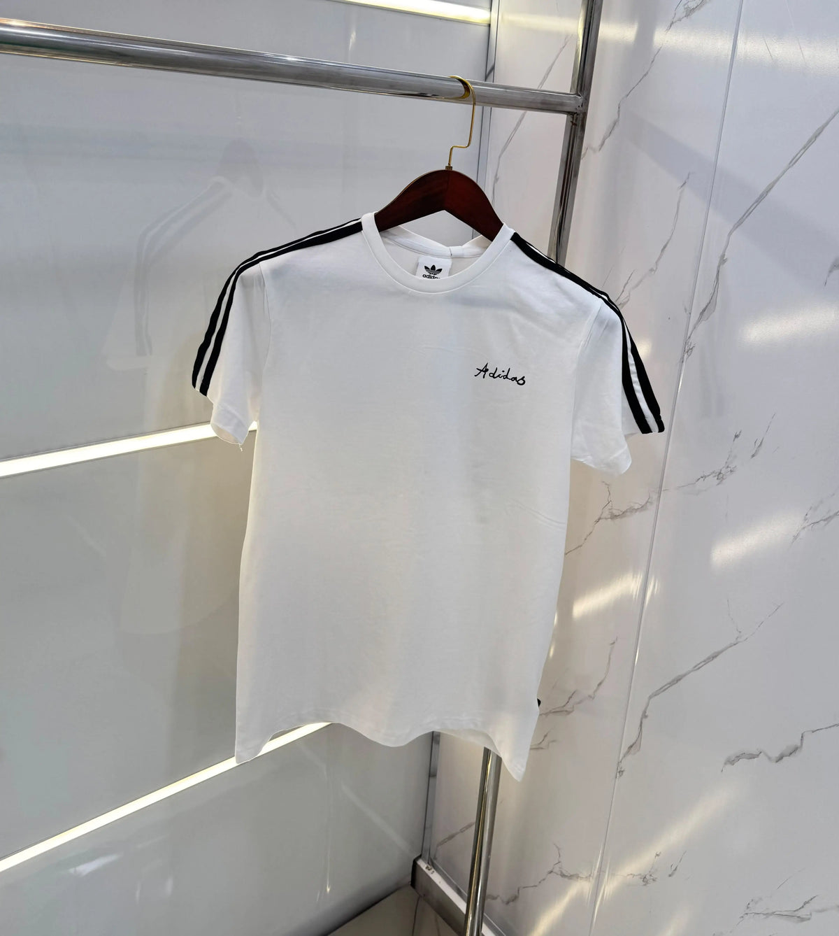 Adidas White  Logo Print Imported  T-Shirt