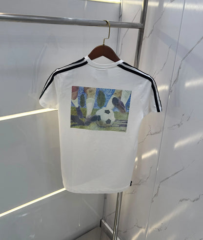 Adidas White  Logo Print Imported  T-Shirt