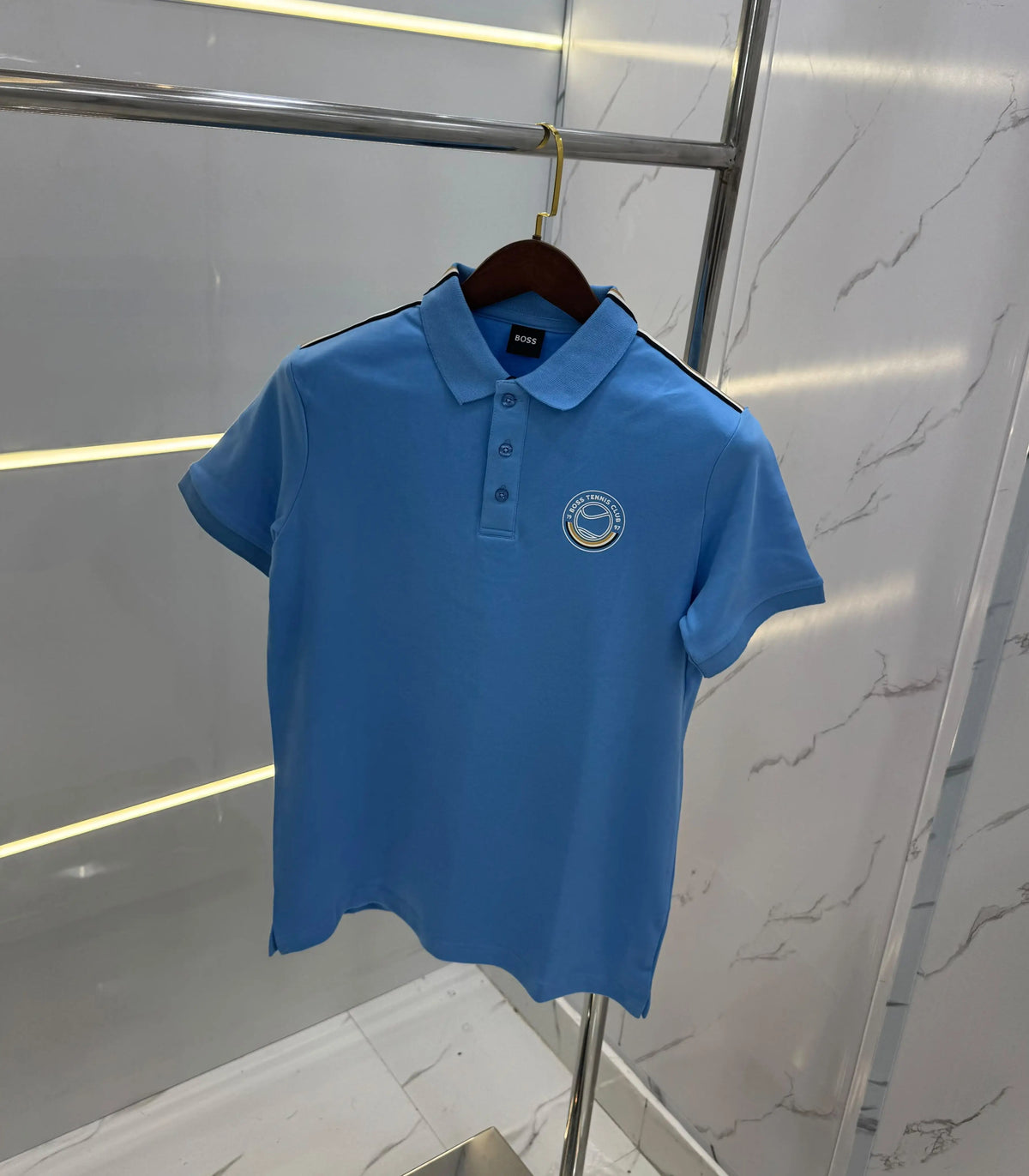 Hugo Bos s Sky  Blue Logo Work Premium Polo T-shirt