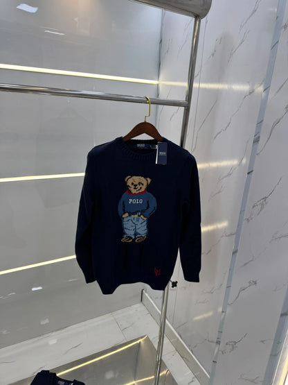 Ralp.h Laure.n Navy Blue Teddy Knitted Imported Pull Over