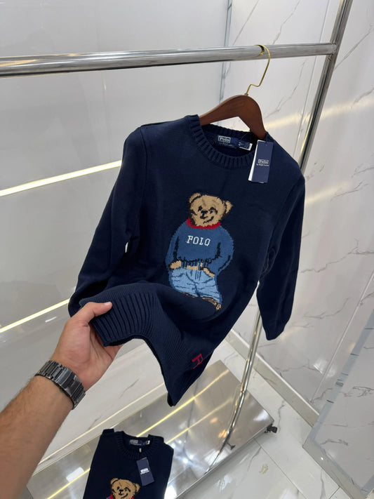 Ralp.h Laure.n Navy Blue Teddy Knitted Imported Pull Over