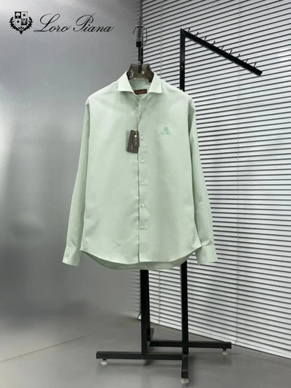 Loro Piana Green Embroidery Logo Work Premium Shirt