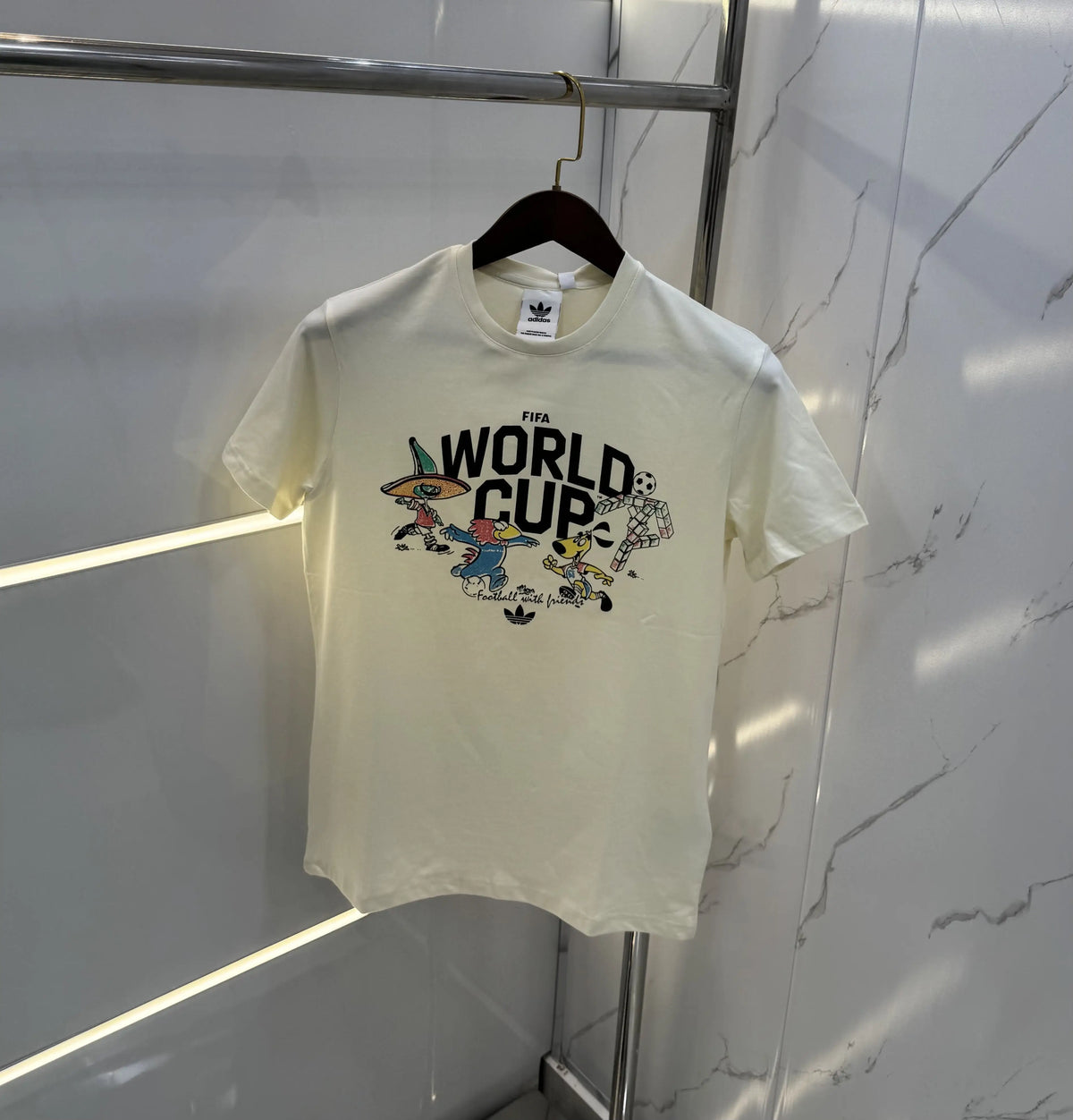 Adida s Cream Logo Print Imported  T-Shirt