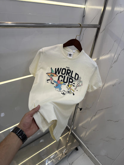 Adida s Cream Logo Print Imported  T-Shirt