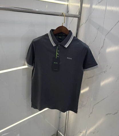 Hugo Bos s Grey Logo Work Premium Polo T-shirt