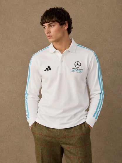 Adida s White Logo Work Premium Full Sleeves Polo T-Shirt