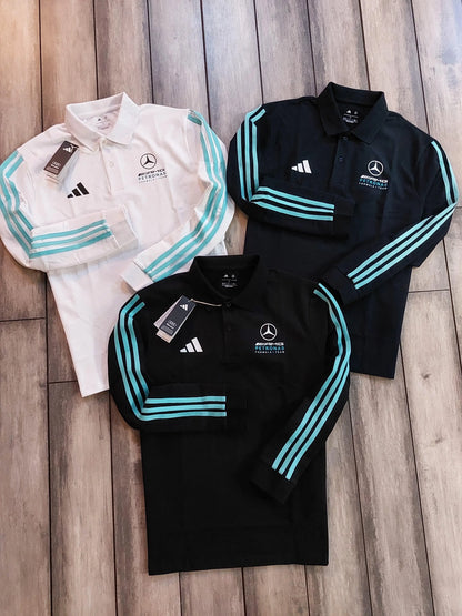 Adida s White Logo Work Premium Full Sleeves Polo T-Shirt