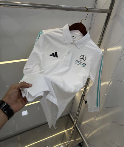 Adida s White Logo Work Premium Full Sleeves Polo T-Shirt