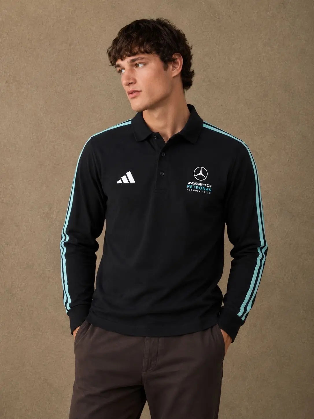 Adida s Black Logo Work Premium Full Sleeves Polo T-Shirt