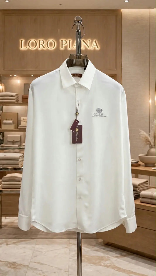 Loro Piana White Embroidery Logo Premium Shirt With Original Box