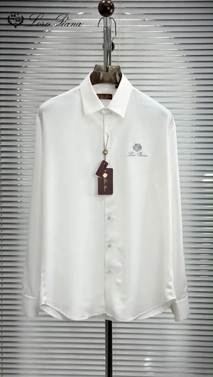 Loro Piana White Embroidery Logo Premium Shirt With Original Box