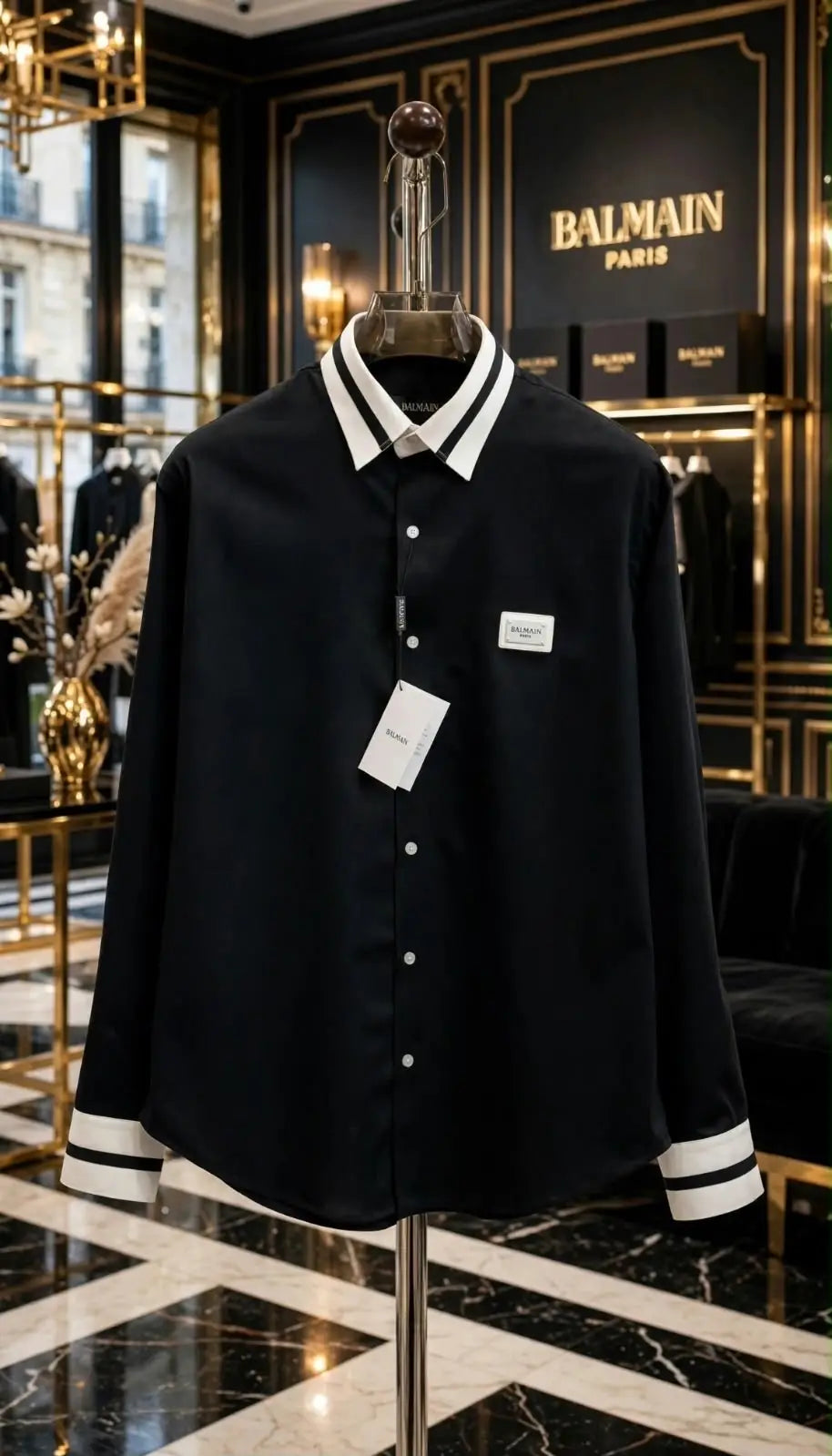 Balmai n Paris Logo Print Premium Shirt With Original Box
