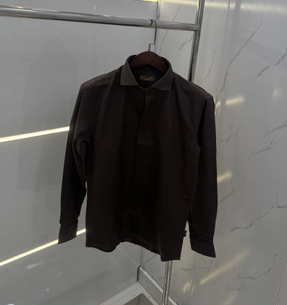 Loro Piana Brown Embroidery Logo Work Premium Shirt