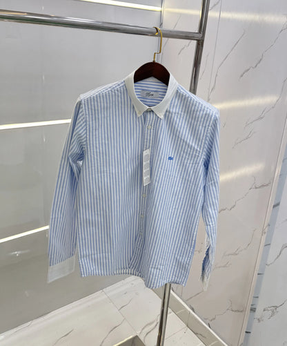 Lacost e Sky Blue strips Embroidery Logo Premium Shirt